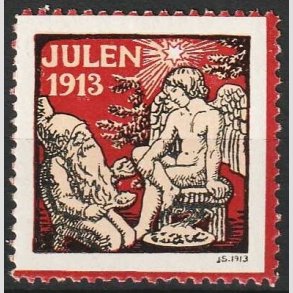 JULEM�RKER DANMARK | 1913 - Juleengel og nisse - Postfrisk