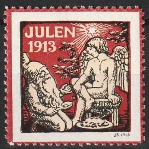 JULEM�RKER DANMARK | 1913 - Juleengel og nisse - Postfrisk