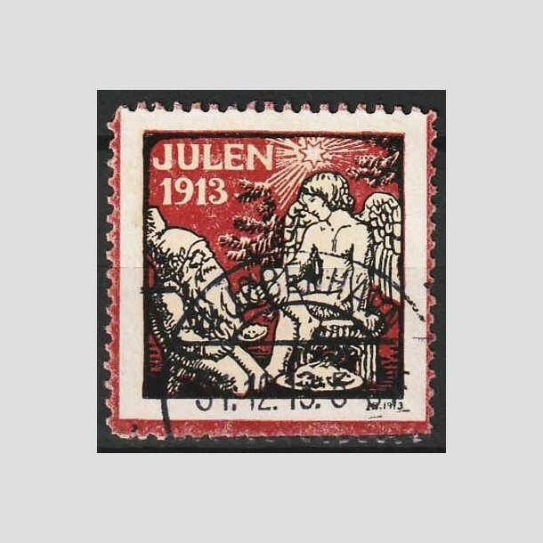 JULEMRKER DANMARK | 1913 - Juleengel og nisse - Pnt stemplet