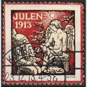 JULEM�RKER DANMARK | 1913 - Juleengel og nisse - Stemplet
