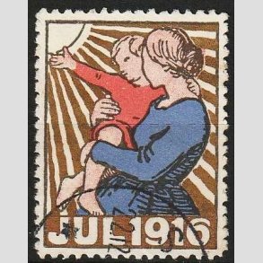 JULEM�RKER DANMARK | 1916 - Mor og barn - Stemplet