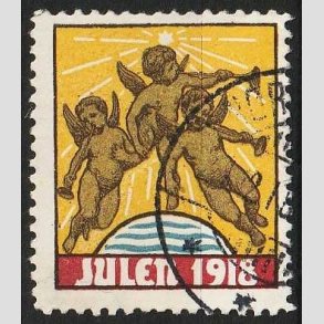 JULEM�RKER DANMARK | 1918 - Engle bl�ser basun - Stemplet