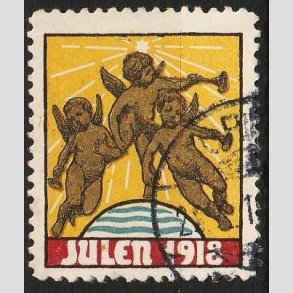 JULEM�RKER DANMARK | 1918 - Engle bl�ser basun - Stemplet