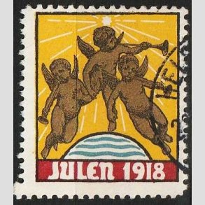 JULEM�RKER DANMARK | 1918 - Engle bl�ser basun - Stemplet