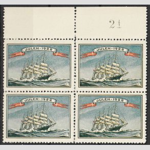 JULEM�RKER DANMARK | 1922 - Skoleskibet K�benhavn i 4-blok - Postfrisk