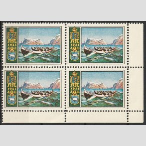 JULEM�RKER DANMARK | 1923 - F�ringb�d i 4-blok - Postfrisk