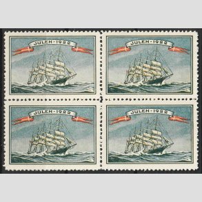 JULEM�RKER DANMARK | 1922 - Skoleskibet K�benhavn i 4-blok - Postfrisk