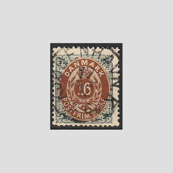 FRIMRKER DANMARK | 1875 - AFA 27y - 16 re gr/brun - Stemplet