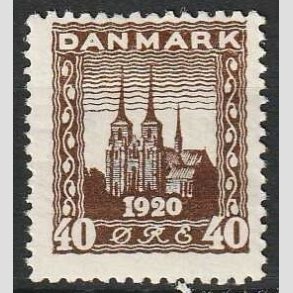 FRIM�RKER DANMARK | 1920-21 - AFA 114 - Genforening 40 �re brun - Ubrugt