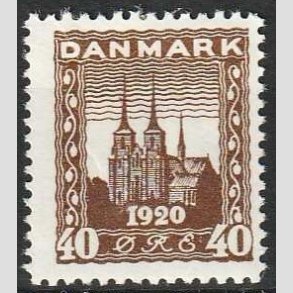 FRIM�RKER DANMARK | 1920-21 - AFA 114 - Genforening 40 �re brun - Ubrugt