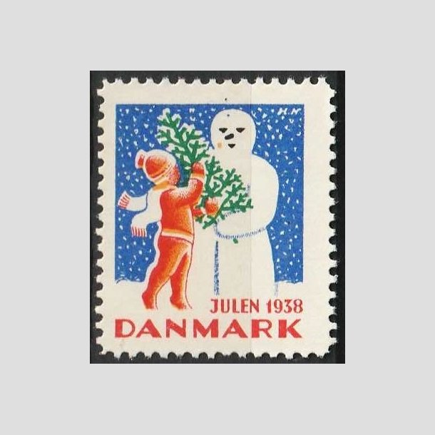 JULEMRKER DANMARK | 1938 - Dreng, juletr og snemand - Postfrisk