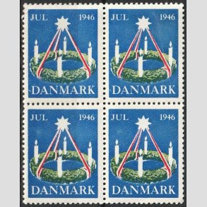 JULEM�RKER DANMARK | 1946 - Adventskrans i 4-blok - Postfrisk