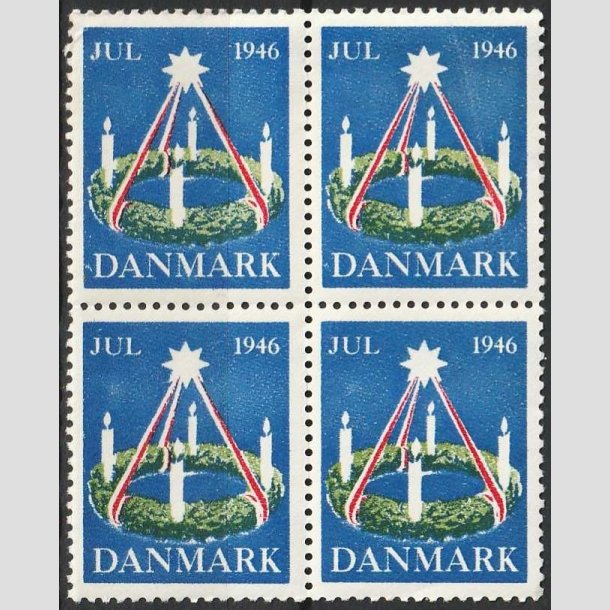 JULEMRKER DANMARK | 1946 - Adventskrans i 4-blok - Postfrisk