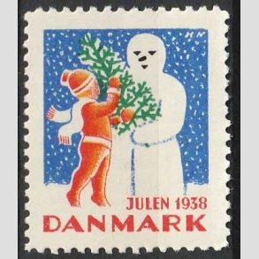 JULEM�RKER DANMARK | 1938 - Dreng, juletr� og snemand - Postfrisk