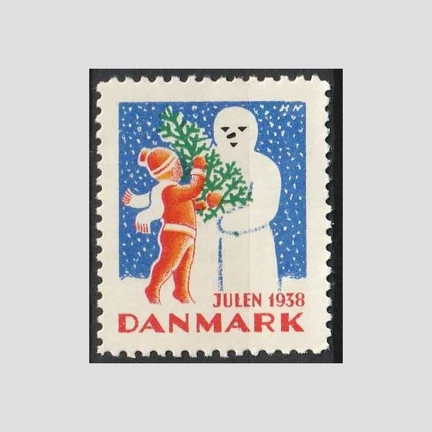 JULEMRKER DANMARK | 1938 - Dreng, juletr og snemand - Postfrisk