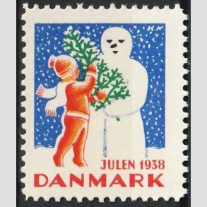 JULEM�RKER DANMARK | 1938 - Dreng, juletr� og snemand - Postfrisk