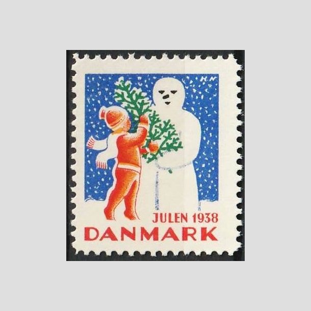 JULEMRKER DANMARK | 1938 - Dreng, juletr og snemand - Postfrisk