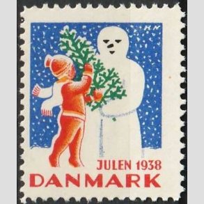 JULEM�RKER DANMARK | 1938 - Dreng, juletr� og snemand - Postfrisk