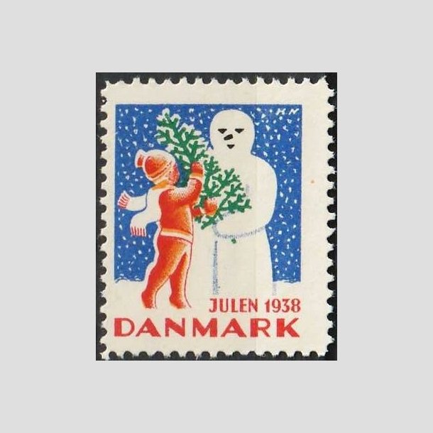 JULEMRKER DANMARK | 1938 - Dreng, juletr og snemand - Postfrisk