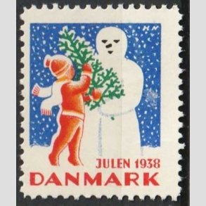 JULEM�RKER DANMARK | 1938 - Dreng, juletr� og snemand - Postfrisk