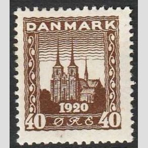 FRIM�RKER DANMARK | 1920-21 - AFA 114 - Genforening 40 �re brun - Ubrugt