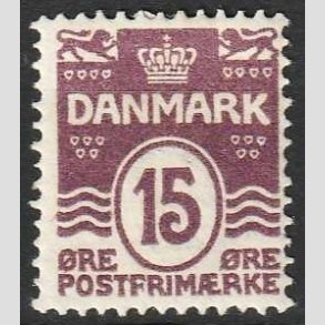 FRIM�RKER DANMARK | 1905-06 - AFA 46 - B�lgelinie 15 �re brunlilla - Ubrugt