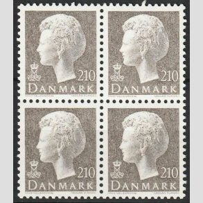 FRIMRKER DANMARK | 1980 - AFA 706 - Dronning Margrethe - 210 re gr i 4-blok - Postfrisk