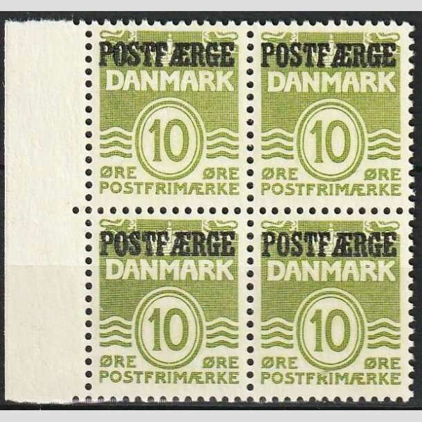 FRIMRKER DANMARK | 1953 - AFA 36 - 10 re grn POSTFRGE i 4-blok - Postfrisk