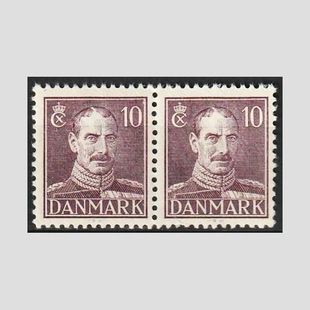 FRIMRKER DANMARK | 1942-44 - AFA 274a - Chr. X, Ny tegning - 10 re lysviolet i par - Postfrisk