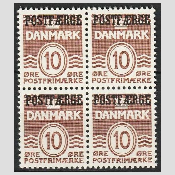 FRIMRKER DANMARK | 1936-39 - AFA 21 - 10 re brun POSTFRGE i 4-blok - Postfrisk