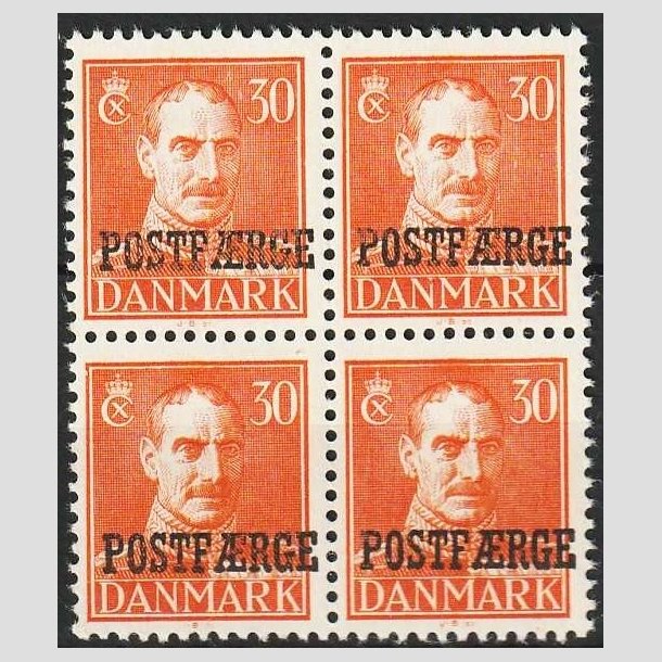 FRIMRKER DANMARK | 1945 - AFA 29 - 30 re orange POSTFRGE i 4-blok - Postfrisk