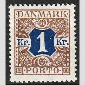 FRIMRKER DANMARK | 1926-27 - AFA 19 - 1 kr. brun/bl - Ubrugt