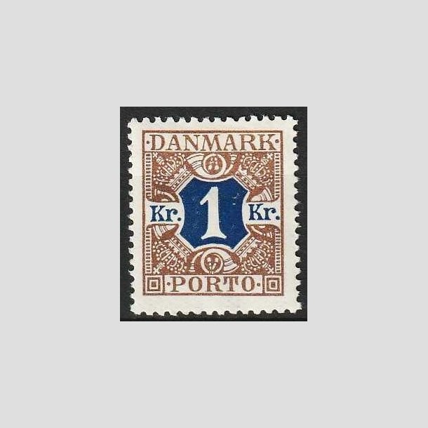 FRIMRKER DANMARK | 1926-27 - AFA 19 - 1 kr. brun/bl - Ubrugt