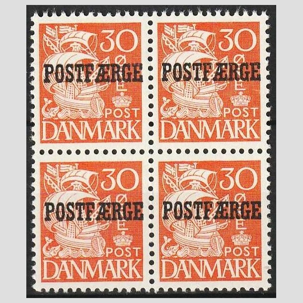 FRIMRKER DANMARK | 1942 - AFA 26 - 30 re orange POSTFRGE i 4-blok - Postfrisk