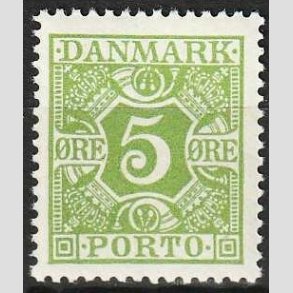 FRIMRKER DANMARK | 1930 - AFA 20 - 5 re gulgrn - Postfrisk