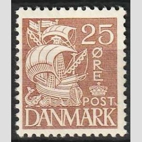 FRIMRKER DANMARK | 1934 - AFA 214 - Karavel 25 re brun Type I - Ubrugt