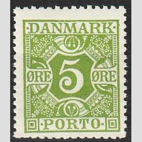 FRIMRKER DANMARK | 1930 - AFA 20 - 5 re gulgrn - Postfrisk