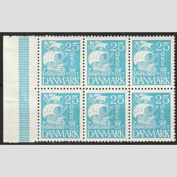 FRIMRKER DANMARK | 1927 - AFA 171 - Karavel - 25 re bl i 6-blok - Postfrisk