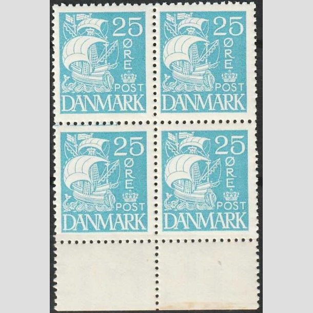 FRIMRKER DANMARK | 1927 - AFA 171 - Karavel - 25 re bl i 4-blok - Postfrisk
