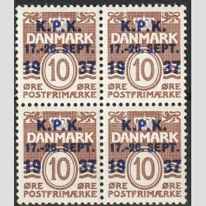 FRIMRKER DANMARK | 1937 - AFA 243 - K.P.K i 4-blok - Postfrisk