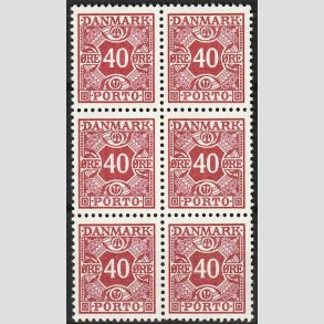 FRIMRKER DANMARK | 1937-55 - AFA 38 - 40 re vinrd i 6-blok - Postfrisk