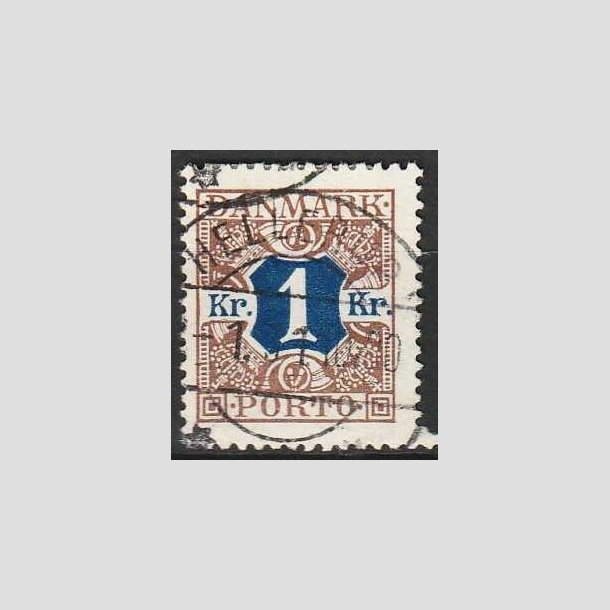 FRIMRKER DANMARK | 1926-27 - AFA 19 - 1 kr. brun/bl - Stemplet