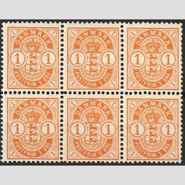 FRIMRKER DANMARK | 1901-02 -  AFA 37 - 1 re orange i 6-blok - Postfrisk