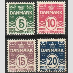 FRIM�RKER DANMARK | 1912 - AFA 64-66+46 - B�lgelinie 5-20 �re - Ubrugt