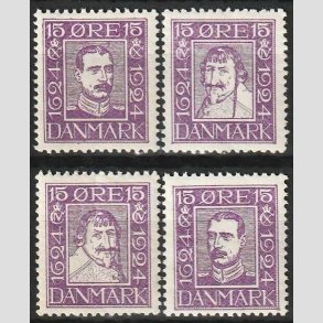 FRIM�RKER DANMARK | 1924 - AFA 136-139 - Postjubil�um 15 �re violet i s�t - Ubrugt
