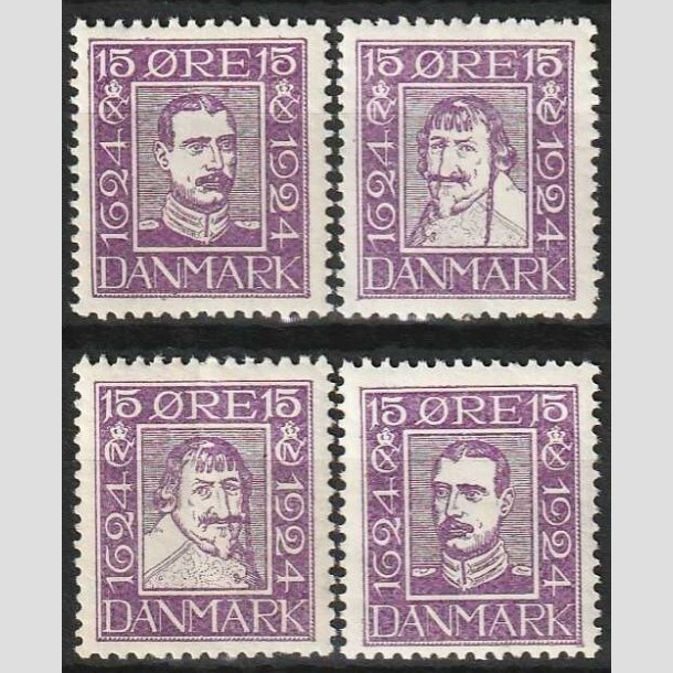 FRIMRKER DANMARK | 1924 - AFA 136-139 - Postjubilum 15 re violet i st - Ubrugt