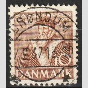 FRIM�RKER DANMARK | 1936 - AFA 231 - Reformationen 10 �re brun - Lux Stemplet Br�ndum