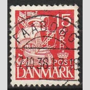 FRIM�RKER DANMARK | 1937-40 - AFA 203a - Karavel 15 �re r�d Type II - Lux Stemplet Faaborg