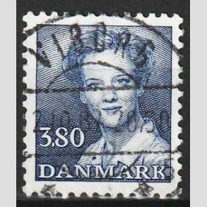 FRIMRKER DANMARK | 1985 - AFA 822 - Dronning Margrethe - 3,80 Kr. bl - Pragt Stemplet Viborg
