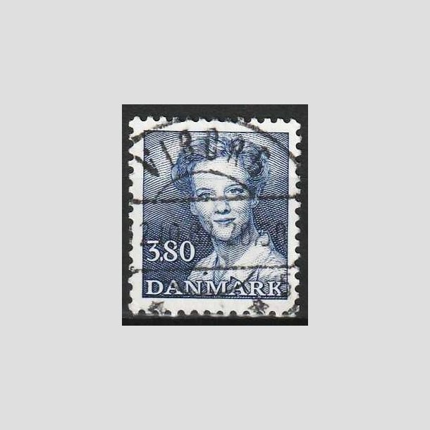 FRIMRKER DANMARK | 1985 - AFA 822 - Dronning Margrethe - 3,80 Kr. bl - Pragt Stemplet Viborg